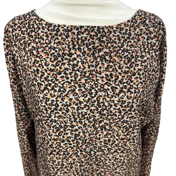 LOFT Animal Print Long Sleeve Shift Dress Womens Sz XS/S Mini - Picture 2 of 11